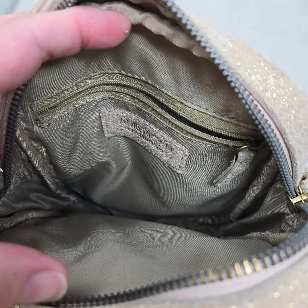 AMERICAN LEATHER COMPANY Cleveland NS Crossbody Bag Stone‎ Shimmer